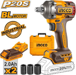 Ingco Brushless Impact Wrench 20V 2x2Ah 1/2"