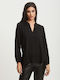 Dress Up Women's Blouse with V Neckline Black