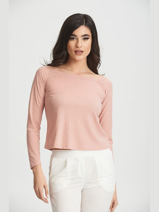 Boutique Γυναικεία Μπλούζα Off-Shoulder Ρόζ