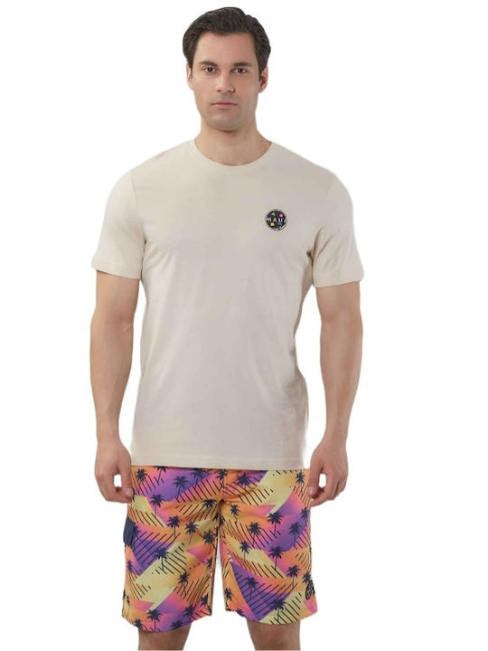 Maui & Sons T-shirt Bărbătesc cu Mânecă Scurtă beige