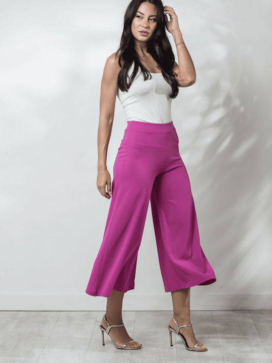 Boutique Women's Fabric Trousers with Elastic Fuchsia