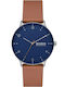 Skagen Riis Ανδρικό Ρολόι 40mm Μπαταρίας με Καφέ Καουτσούκ Λουράκι