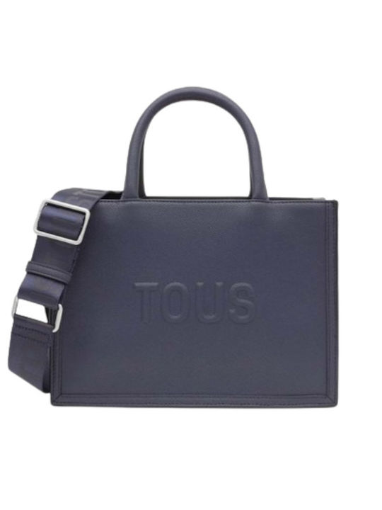 Tous Leather Women's Bag Shopper Shoulder Navy Blue