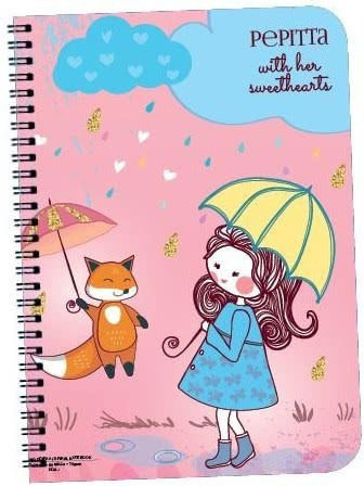 A&G Paper Spiral Notebook Ruled B5 90 Sheets 3 Subjects Umbrellas 1pcs