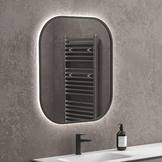 Karag Sharon Ορθογώνιος Καθρέπτης Μπάνιου Led 60x70cm Μαύρος