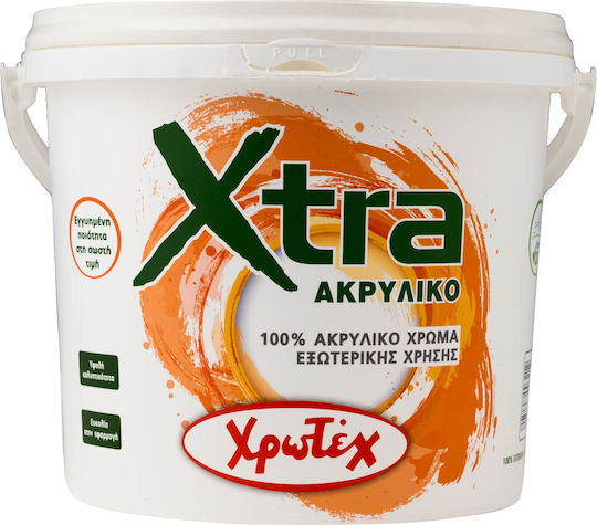 Χρωτέχ Xtra Πλαστικό Ακρυλικό Υδρόχρωμα για Εξωτερική Χρήση Λευκό 3lt