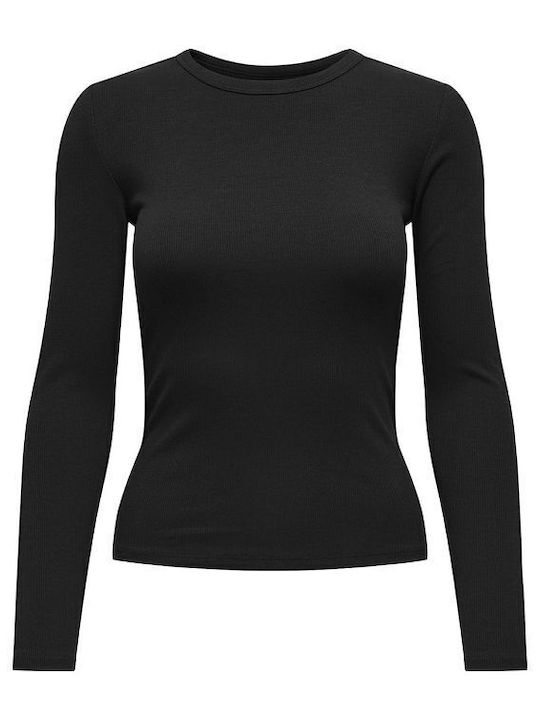 Only Damen Sportliches Bluse Langärmelig Black