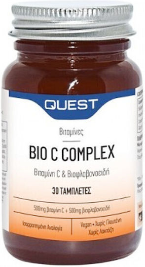 Quest Bio C Complex Vitamin C 500mg & Bioflavonoids Βιταμίνη για Ενίσχυση του Ανοσοποιητικού, τo Δέρμα & Αντιοξειδωτική δράση 500mg 30 ταμπλέτες