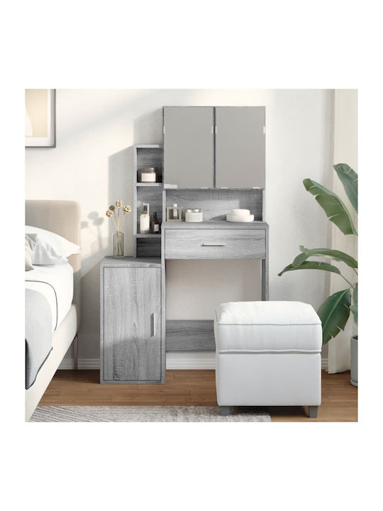 Schminktisch Hölzern Grey mit Spiegel 80x35x132cm