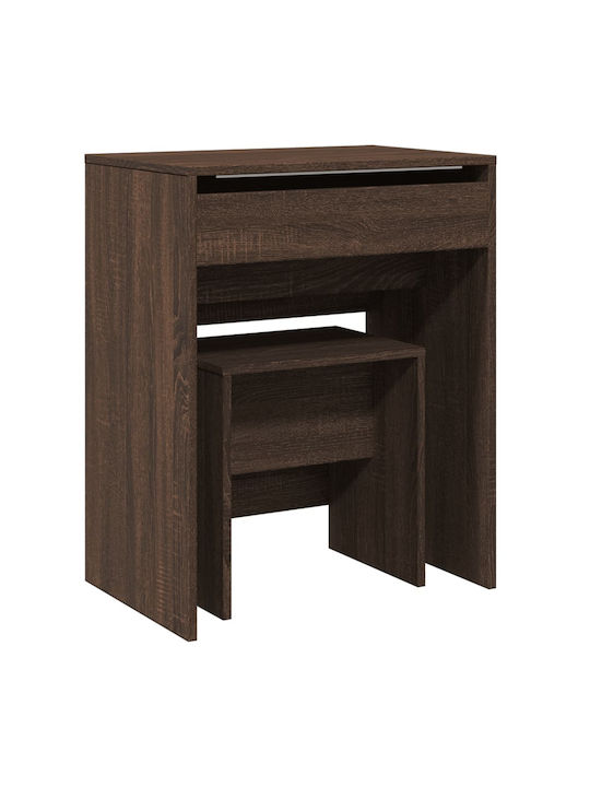 Wooden Makeup Dressing Table Brown Oak with Mirror 60x40x113.5cm