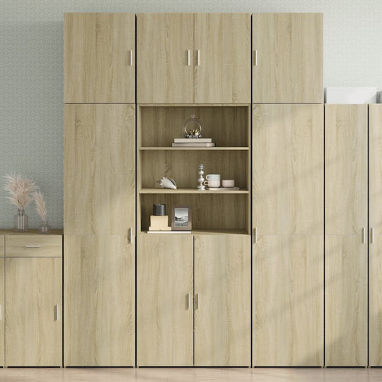 Freestanding Living Room Cabinet Made of Particle Board Oak 80x42.5x249 cm