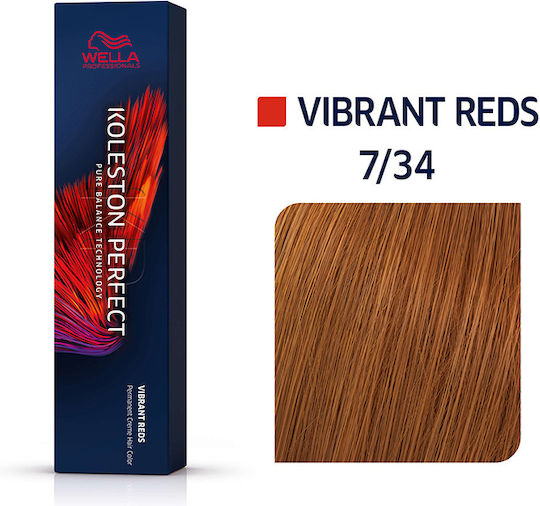 Wella Koleston Perfect Me+ Vopsea De Păr Roșu Vibrant 7/34 Blond Intens Roșcat 60ml 60gr