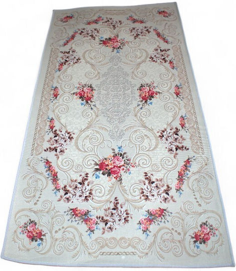 To megalo pazari Tmp3342 Non-Slip Rectangular Rug Ecru 3342 80x140cm