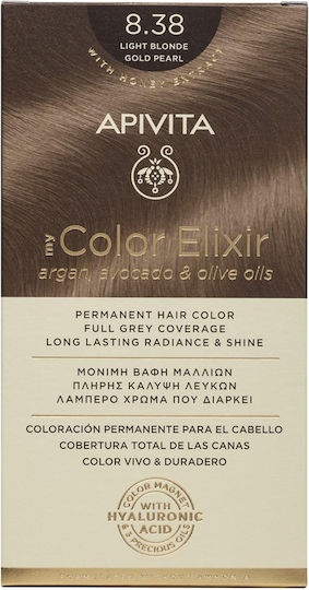Apivita My Color Elixir Βαφή Μαλλιών Χωρίς Αμμωνία 8.38 Ξανθό Ανοιχτό Μελί Περλέ 50ml