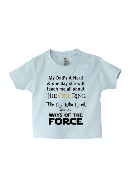 kirikoko Kinder-T-Shirt Baby Blue My Dad Is A N...