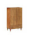 Floor-standing Living Room Display Cabinet made of Wood with Glass Solid Mango Wood 60x33x100cm