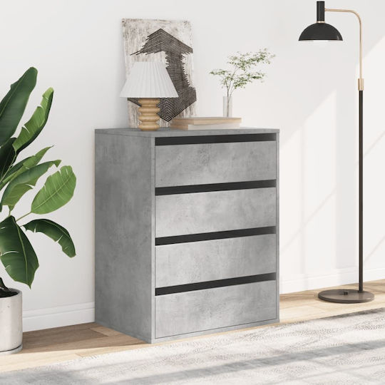 Wooden Chest of Drawers with 4 Drawers Grey 60x41x76cm