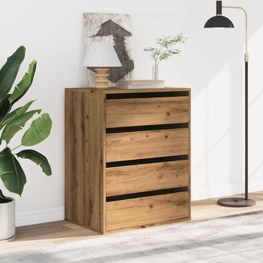 Wooden Chest of Drawers with 4 Drawers Coffee 60x41x76cm