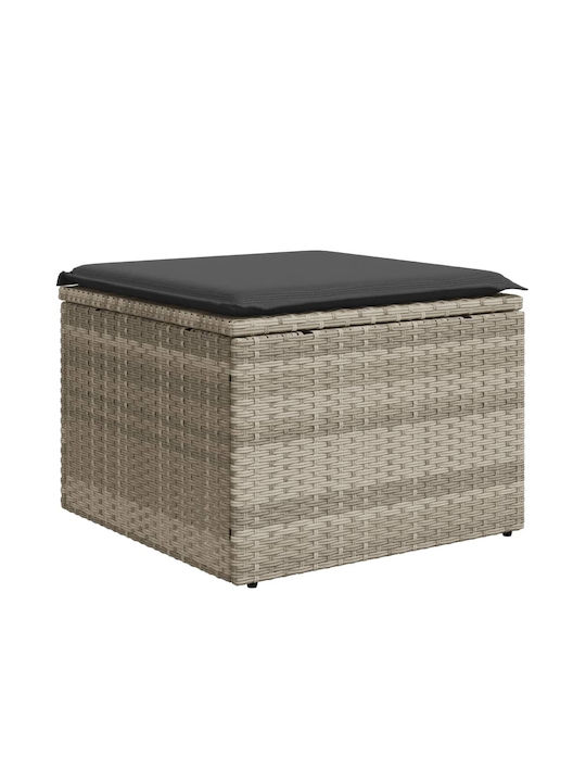 Garden Cube Stool Outdoor Rattan with Grey Cushion 55x55x37cm