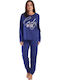 Vienetta Secret Winter Women's Pyjama Set Blue Marine