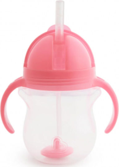 Munchkin Детска Чаша с Дръжки и Сламка Click Lock от Пластмаса в Розово Пастелно 207ml за 6m+