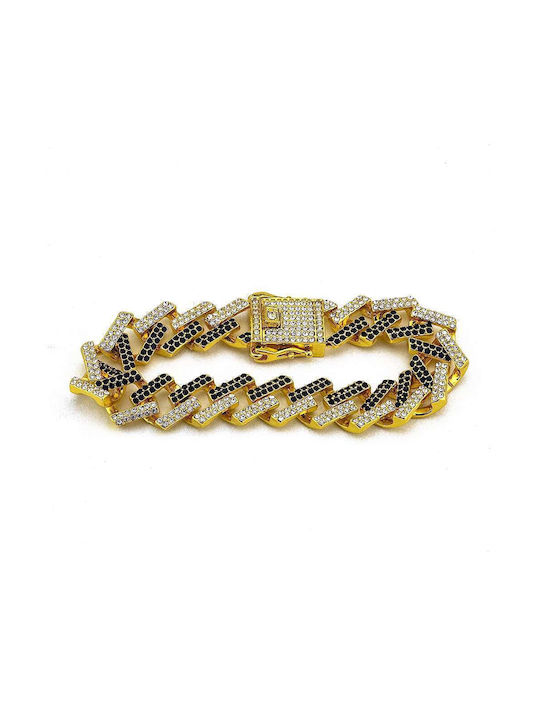 Goldschmiedelegierung Zinkenarmband Schwarz Weiß 15mm 18k Gold