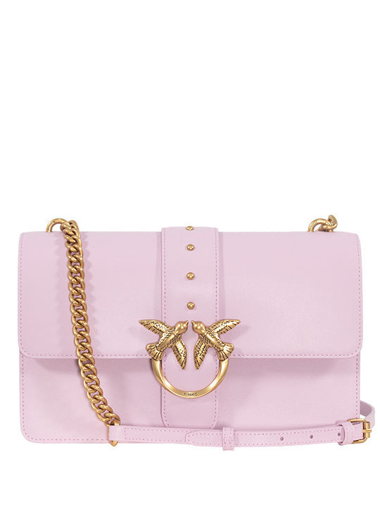 Pinko Love One Classic Din piele Geantă de damă Crossbody Roz