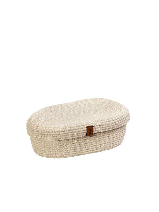 Set of Decorative Baskets Straw with Lid White 3pcs Espiel