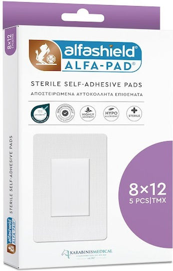Alfashield Alfa Pad Αποστειρωμένα Αυτοκόλλητα Επιθέματα 8x 12cm , 5τεμ.