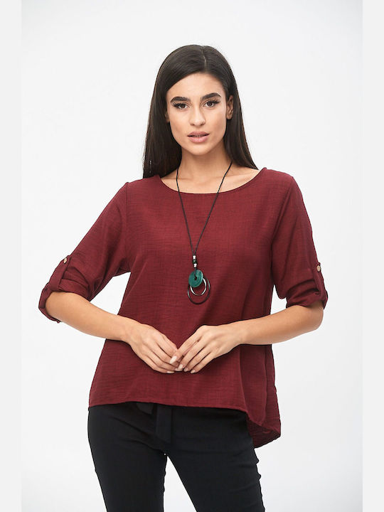 Comfuzio Damen Bluse mit Knöpfen Burgundisch