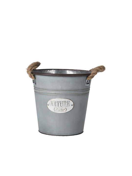 Planter Metal Silver 21.5x21.5x20.5cm.