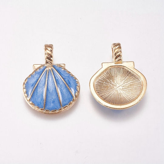 Metallic Pendant Motif for Jewelry Gold in Shape Seashell Set 5pcs