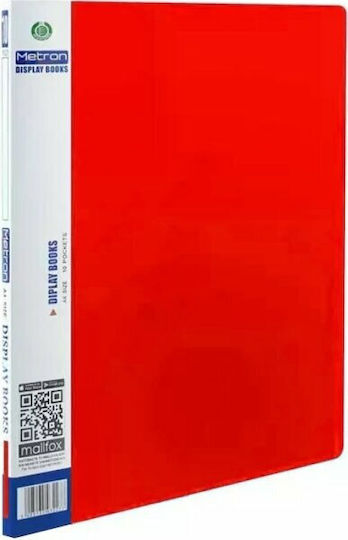 Metron Mappe Suppl mit 10 Plastikhüllen Folien für Papier A4 Rot Steckdosen 1Stück