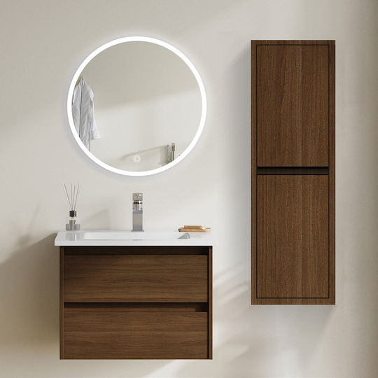Martin Πάγκος με Νιπτήρα & Καθρέπτη με Φως Μ60xΒ50xΥ130cm Brown