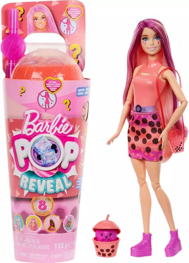 Barbie Pop Reveal Bubble Tea Pink - Băutură Mango Păpușă Pop Dezvăluire Bubble Tea Roz - Băutură de Mango pentru 3+ ani+ Ani 26cm.