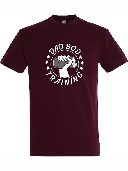 Dad Bod Training Beer T-shirt Burgundy Cotton