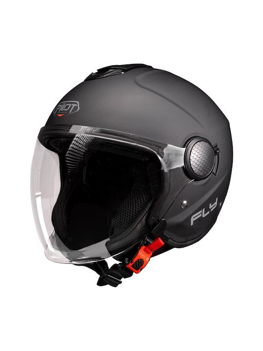 Pilot Fly SV Jet Helmet with Sun Visor ECE 22.06 1300gr Black Matt