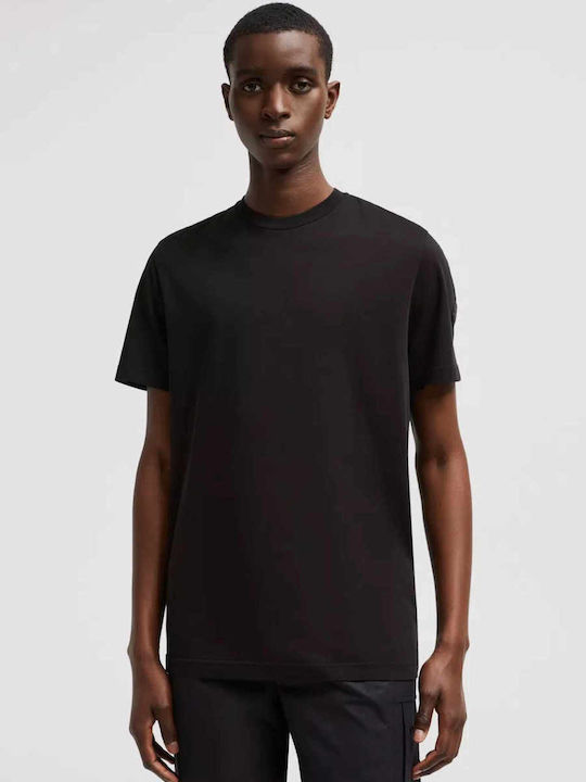 Moncler T-shirt Bărbătesc cu Mânecă Scurtă BLACK