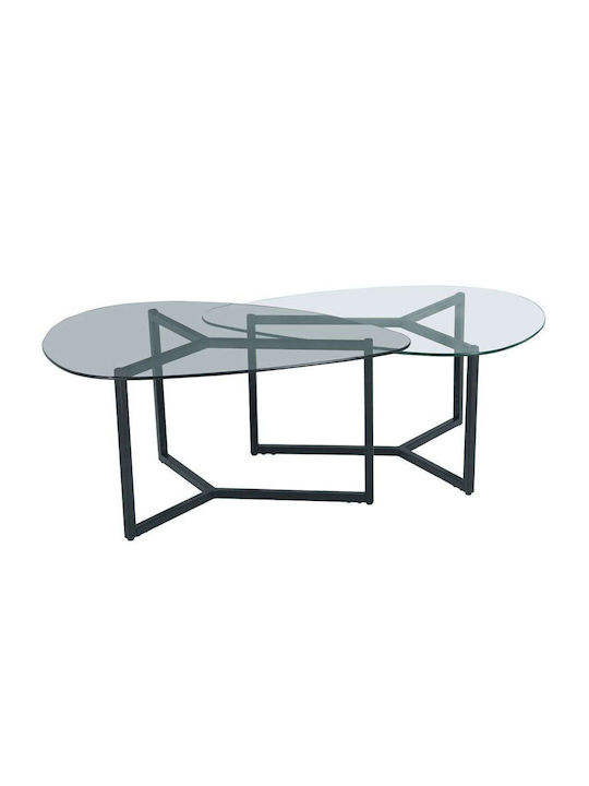 Rectangular Coffee Table Rocks Glass Clear-smok...