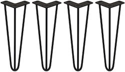 4 X 14" Hairpin Legs 3 Prong 10mm Black