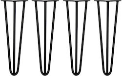 4 X 16" Hairpin Legs 3 Prong 12mm Black