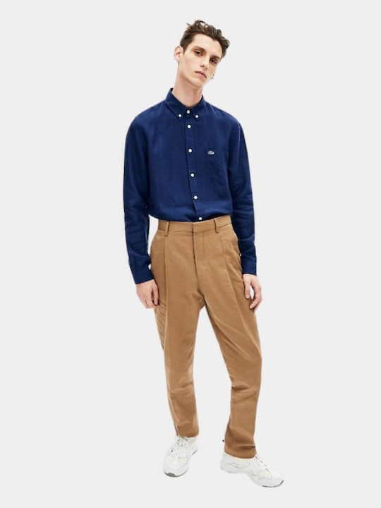Lacoste Λινό Πουκάμισο σε Κανονική Γραμμή Σκούρ...
