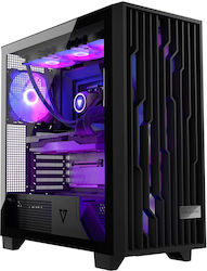 Modecom Gaming Midi Tower Computer Case with Window Panel and RGB Lighting Black