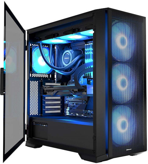 Modecom Horizon Flow Геймърско Midi Tower Компютърна Кутия със Страничен Прозорец и RGB Осветление Черна