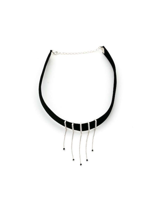 Goldsmith Women's Velvet Choker with Dangling Chains