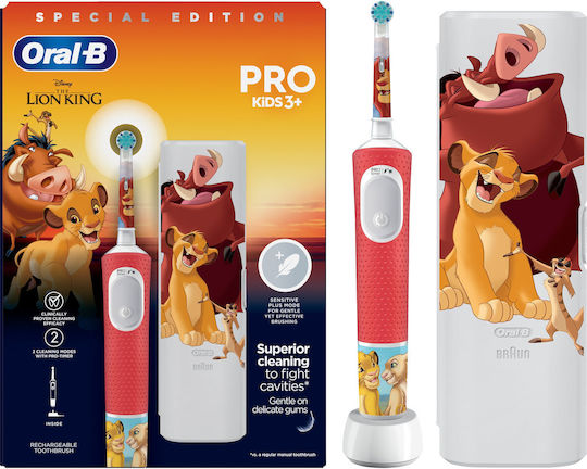 Oral-B Vitality Pro Παιδική Ηλεκτρική Οδοντόβουρτσα με Χρονόμετρο για 3+ Χρονών Lion King με Θήκη Ταξιδίου