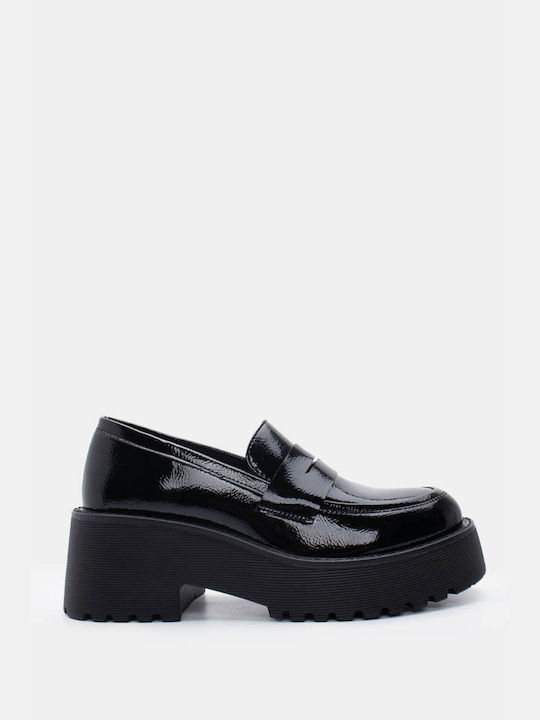 Luigi Patent Leather Women's Moccasins in Black Color