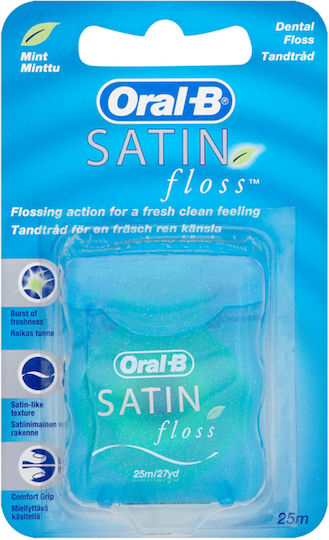 Oral-B Satin Floss Κερωμένο Οδοντικό Νήμα με Γεύση Μέντα και Λαβή σε Πράσινο χρώμα 25m