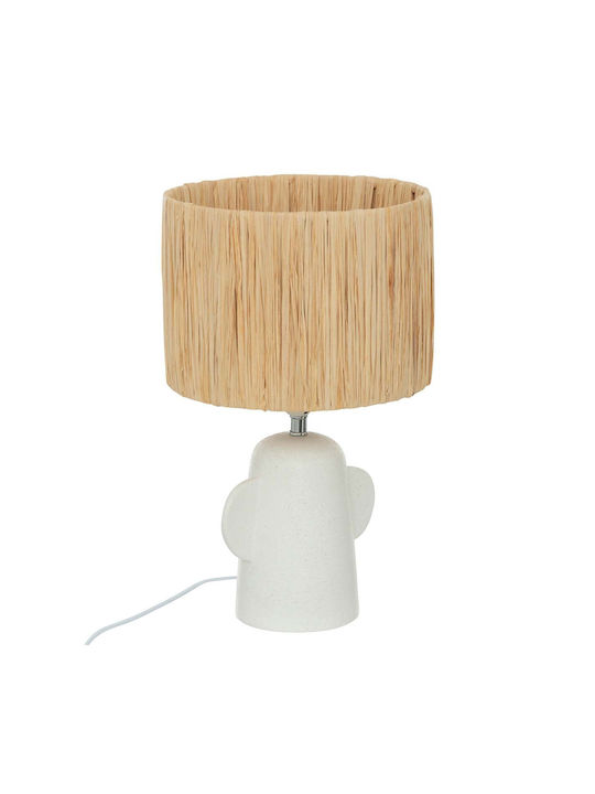 Ceramic Table Lamp with Beige Shade and White Base