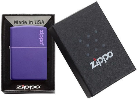 Zippo Класическа Матирана Лого Ветроустойчива Запалка с Пламък в Лилав Цвят